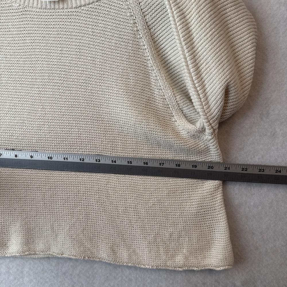Abound Cream Cropped Knit Long Sleeve Sweater M Quiet Luxury Transitional Layer - Picture 7 of 10